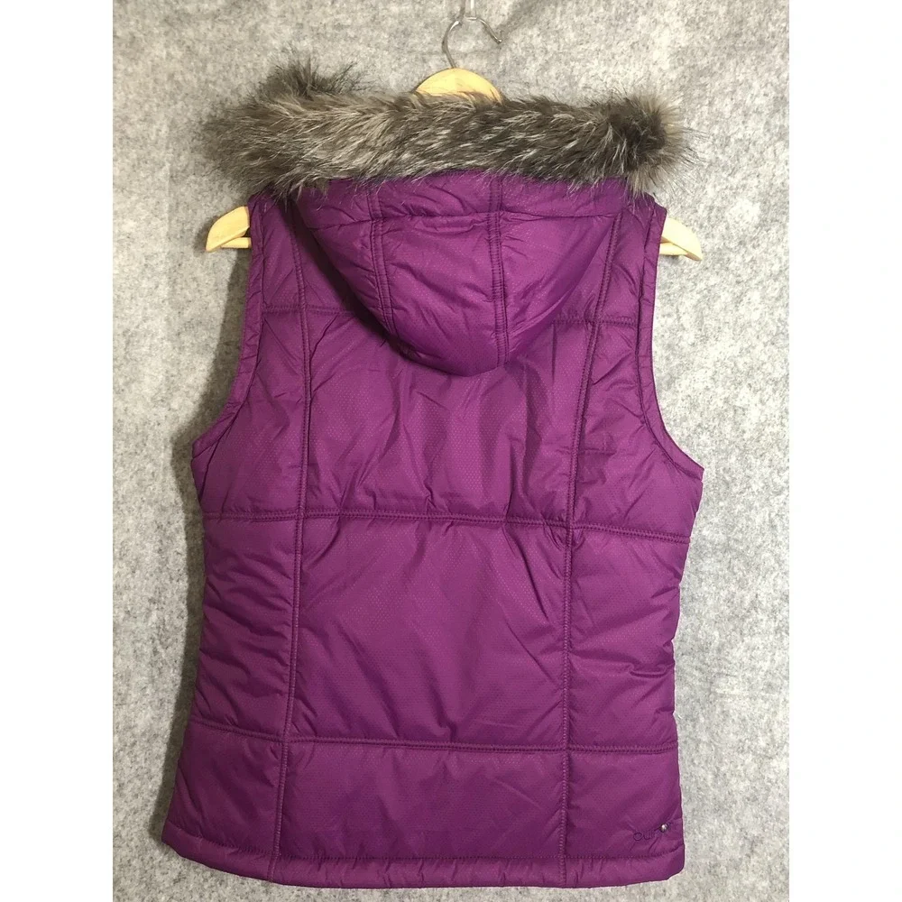 Burton Vest Womens Medium Purple DRYRIDE Hooded Faux Fur Insulated Snowboard
